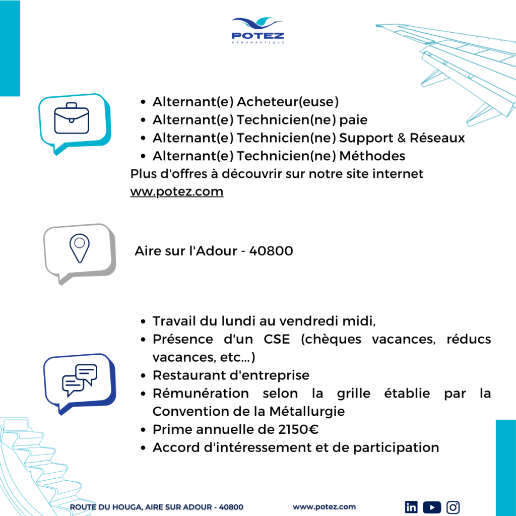 Potez Aéronautique recrute : campagne alternance 2023